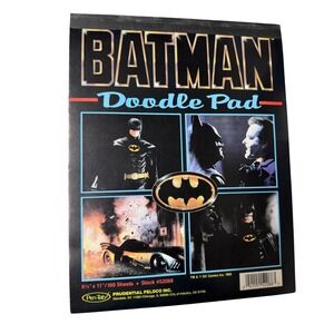 Vintage 1989 Batman Doodle Pad Pen-Tab Michael Keaton Joker Movie Memorabilia